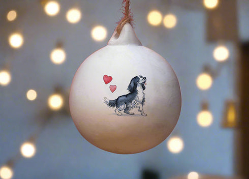 Sprocker Black & White Ceramic Round Bauble